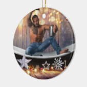 クリスマスの滑りやすいジョー銀の金ゴールド星ライト濡れ セラミックオーナメント (左)