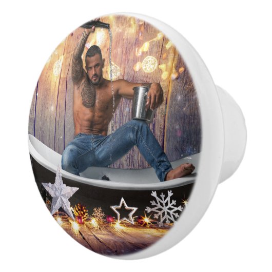 クリスマスの滑りやすいジョー銀の金ゴールド星ライト濡れ セラミックノブ (右)