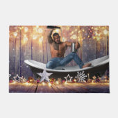 クリスマスの滑りやすいジョー銀の金ゴールド星ライト濡れ ドアマット (正面)