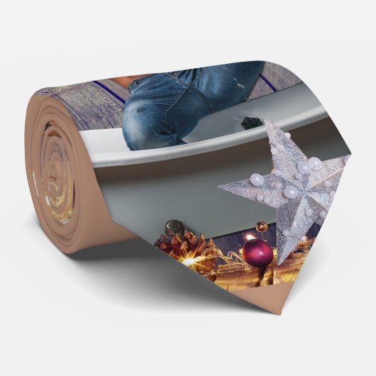 クリスマスの滑りやすいジョー銀の金ゴールド星ライト濡れ ネクタイ (ロール)