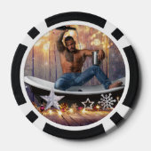 クリスマスの滑りやすいジョー銀の金ゴールド星ライト濡れ ポーカーチップ (裏面)