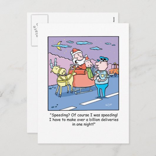 クリスマスの漫画のサンタによってつかまえられる促進 シーズンポストカード (正面/裏面)