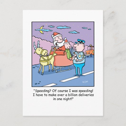 クリスマスの漫画のサンタによってつかまえられる促進 シーズンポストカード (正面)