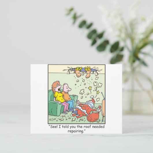 クリスマスの漫画のサンタの低下 シーズンポストカード (スタンド正面)