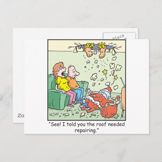 クリスマスの漫画のサンタの低下 シーズンポストカード (正面/裏面)