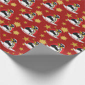 クリスマスの漫画のラッピングに微笑む皇帝ペンギン ラッピングペーパー (角)