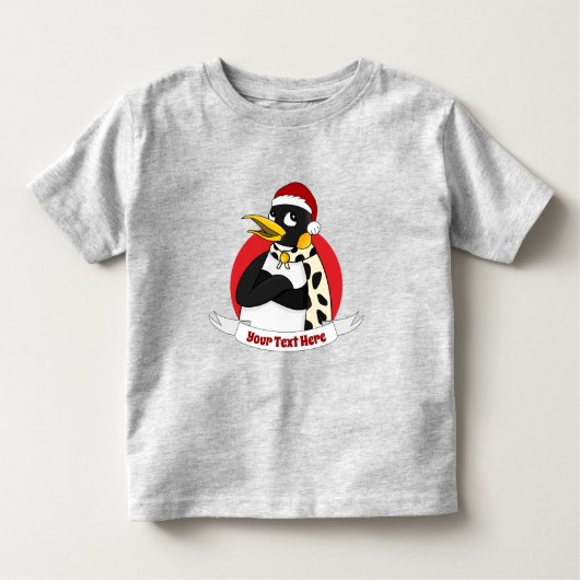 クリスマスの漫画の幼児の笑顔の皇帝ペンギン トドラーTシャツ (正面)