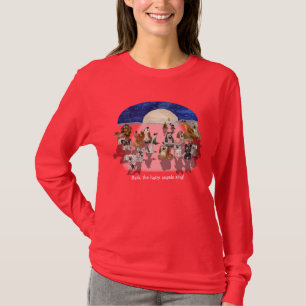 クリスマスの漫画の月犬の喚き声のTシャツ Tシャツ