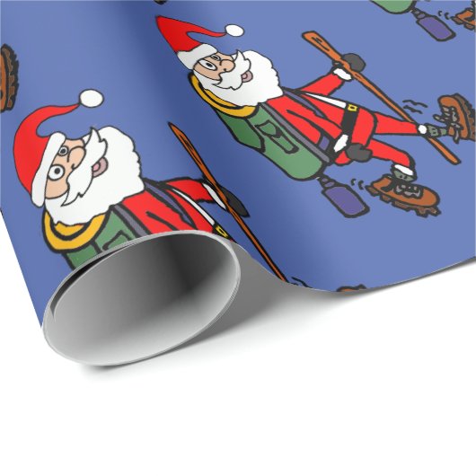 クリスマスの漫画をハイキングしているかわいいサンタクロース ラッピングペーパー (ロールコーナー)