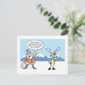 クリスマスの漫画サンタおよび殴打のトナカイ シーズンポストカード (スタンド正面)