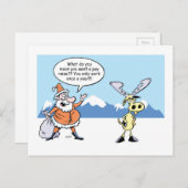 クリスマスの漫画サンタおよび殴打のトナカイ シーズンポストカード (正面/裏面)