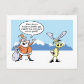 クリスマスの漫画サンタおよび殴打のトナカイ シーズンポストカード (正面)