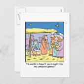 クリスマスの漫画3賢い王コンピュータ・ゲーム シーズンポストカード (正面/裏面)