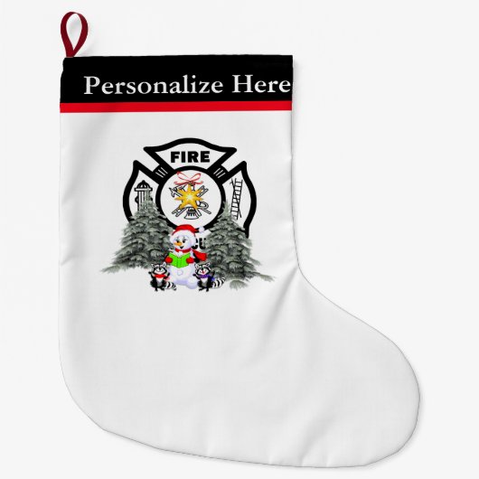 クリスマスの火Dept場面 ラージクリスマスストッキング (正面)