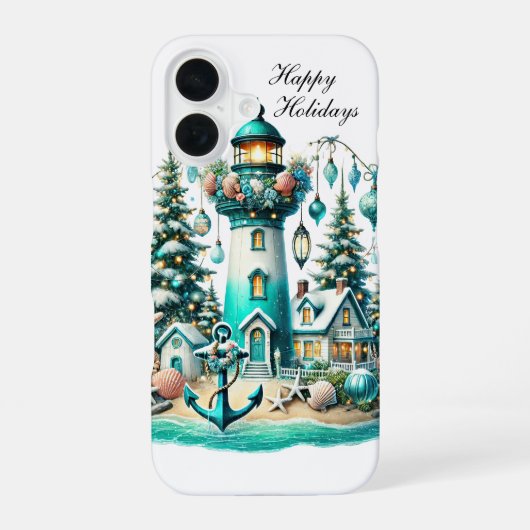 クリスマスの灯台のホリデー オリジナルグッズ  iPhone 16ケース (裏面)