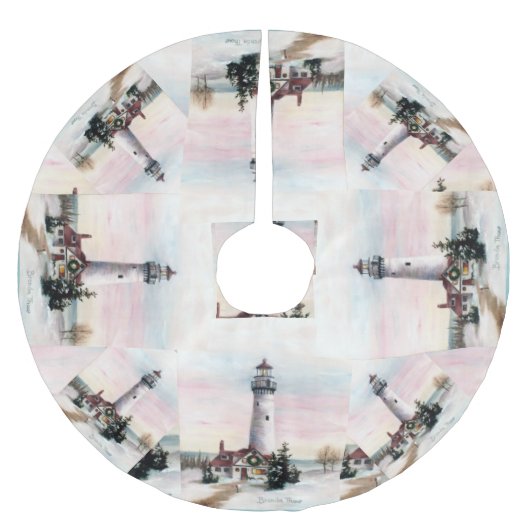 クリスマスの灯台 ブラッシュドポリエステルツリースカート (正面)