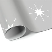 クリスマスの灰色と白と星 ラッピングペーパー (ロールコーナー)