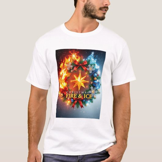 **クリスマスの炎と氷** Tシャツ (正面)
