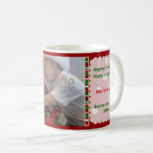 クリスマスの点およびストライプな写真のマグ コーヒーマグカップ (正面右)