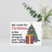 クリスマスの為のトランプ大統領弾劾削除希望 シーズンポストカード (スタンド正面)