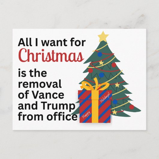 クリスマスの為のトランプ大統領弾劾削除希望 シーズンポストカード (正面)