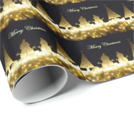 クリスマスの照明および雪だるまの包装紙 ラッピングペーパー