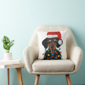 クリスマスの照明でもつれるダックスフントサンタ クッション (椅子)