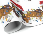 クリスマスの照明でもつれるバセット犬 ラッピングペーパー (ロールコーナー)