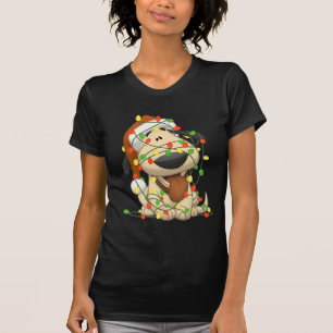 クリスマスの照明のおもしろいな小犬 Tシャツ