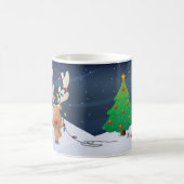 クリスマスの照明のマグを持つトナカイ コーヒーマグカップ (中央)