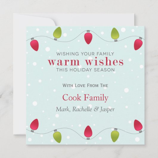 クリスマスの照明の休日の平らなカード シーズンカード (正面)