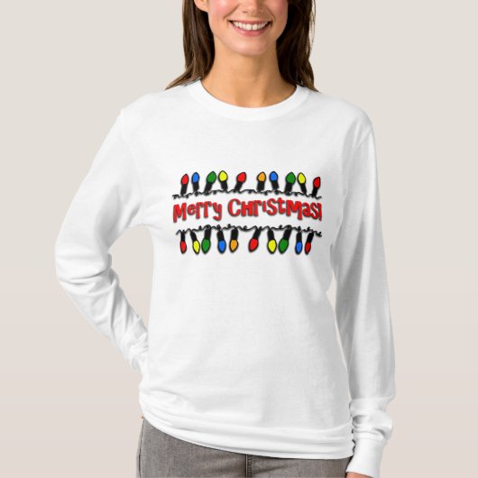 クリスマスの照明の女性の長袖のTシャツ Tシャツ (正面)