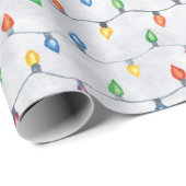 クリスマスの照明の水彩画の包装紙 ラッピングペーパー (ロールコーナー)