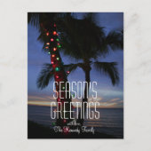 クリスマスの照明は日没でヤシの木を飾ります シーズンポストカード (正面)