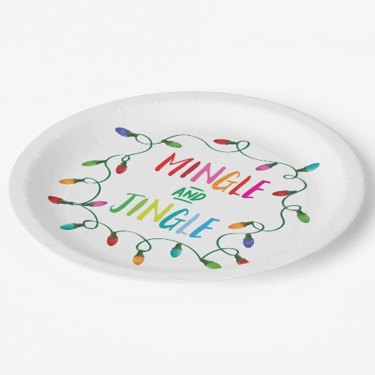 クリスマスの照明を混ぜ、ちりんちりんと鳴らして下さい ペーパープレート (アングル)