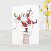 クリスマスの照明カードが付いているサンタ カード (黄色い花)