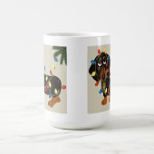 クリスマスの照明Blkかタンでもつれるダックスフント コーヒーマグカップ (中央)