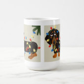 クリスマスの照明Blkかタンでもつれるダックスフント コーヒーマグカップ (中央)