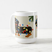 クリスマスの照明Blkかタンでもつれるダックスフント コーヒーマグカップ (正面左)