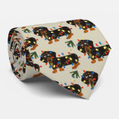 クリスマスの照明Blkかタンでもつれるダックスフント ネクタイ (ロール)