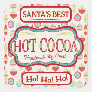 クリスマスの熱いココアチョコレートステッカー スクエアシール