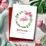 クリスマスの熱帯ピンクのフラミンゴのグリーティングカード シーズンカード<br><div class="desc">熱帯ハイビスカス開花のフェスティバルリースに囲まれたピンクのフラミンゴを特徴とするビーチお洒落クリスマスカードで、海岸から暖かい願いを送る。水の色のアートワーク鮮やかと、おもしろいの陽気なフレーズメリー「ビーチマス」を示すクリスマス用のグリーティングカードは、フロリダクリスマスの精神を捉えるのに最適なタイポグラフィ。カスタマイズテンプレート欄を使ってメッセージを送信するか、友人や家族のために大量のクリスマスカードを注文するか。これらの可愛いクリスマスカードは、熱帯の休日を夢見る誰にとっても理想的であり、冬のシーンに代わる楽しい選択肢伝統的を作る。オリジナルアートby Victoria Grigaliunas of Do Tell A Belle.より多くの熱帯性のクリスマスデザインを探索するwww.zazzle.com/dotellabelle.</div>