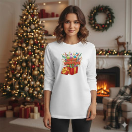 クリスマスの爆発ギフトボックス オーナメント Tシャツ