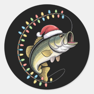 クリスマスの父バスフィッシュおかしい釣り漁師 ラウンドシール
