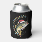 クリスマスの父バスフィッシュおかしい釣り漁師 缶クーラー (缶正面)