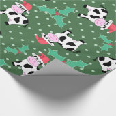 クリスマスの牛およびヒイラギ ラッピングペーパー (角)