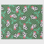 クリスマスの牛およびヒイラギ ラッピングペーパー (フラット)