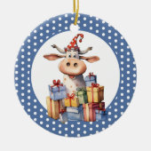 クリスマスの牛のパロディ セラミックオーナメント (正面)