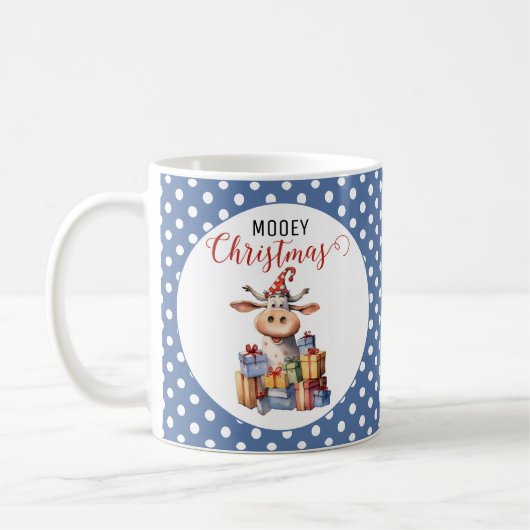 クリスマスの牛のパンパロディ コーヒーマグカップ (左)