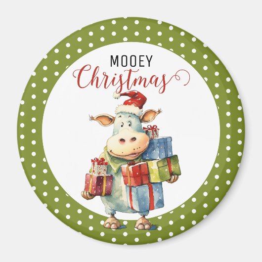 クリスマスの牛のパンパロディ マグネット (正面)
